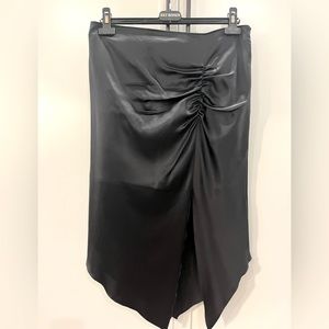 KENSIE Envelope Style Black Rouched Silk Skirt with a Front Thigh Slit - size 10